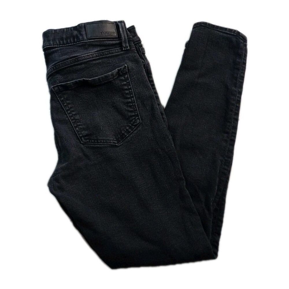 EXPRESS Jeans Women’s Size 8s/8c Black  Mid Rise Distressed Legging Denim